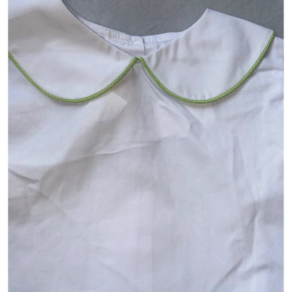 Castles & Crowns 4 NWOT white Peter Pan collar green trim puff sleeves button do - Picture 5 of 6